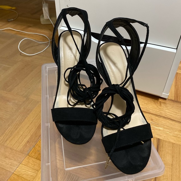 WILD DIVA Black Tie Up Heels - Picture 1 of 4